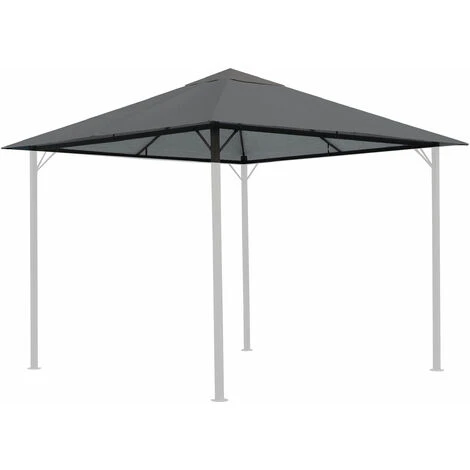 Tetto Di Ricambio Per Gazebo Da Giardino 3x3m 250g/m³ Grigio 2 Tetto Di Ricambio Per Gazebo Da Giardino 3x3m 250g/m³ Grigio - immagine 2
