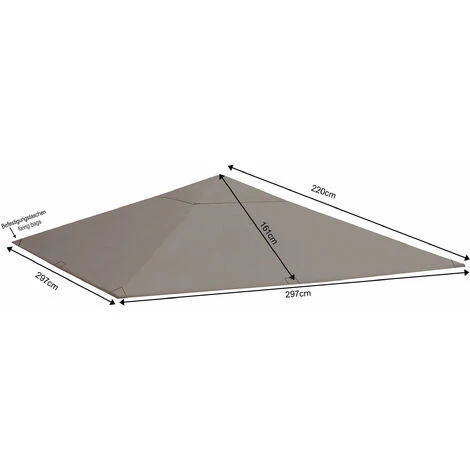 Tetto Di Ricambio Per Gazebo Da Giardino 3x3m 250g/m³ Grigio 4 Tetto Di Ricambio Per Gazebo Da Giardino 3x3m 250g/m³ Grigio - immagine 4