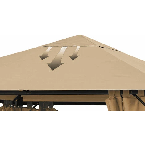 Tetto Di Ricambio Per Gazebo Da Giardino 3x3m 250g/m³ Beige 5 Tetto Di Ricambio Per Gazebo Da Giardino 3x3m 250g/m³ Beige - immagine 5