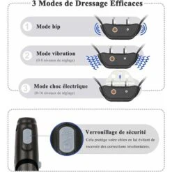 Doppio Collare Da Addestramento Per Cani Ricaricabile, Telecomando Da 1000 M, Blocco Pulsanti E Impermeabile IP67, Collare Elettrico Con Modalità Vibrazione, Shock E Suono - 2 Pezzi (grigio) -Vendite VIDAXL 78584586 4