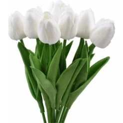 RHAFAYRE Confezione Da 10 Tulipani Artificiali Da 34 Cm Per Interni Esterni Matrimoni Cucina Ufficio Bar Casa (Bianco) -Vendite VIDAXL 80396869 3