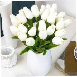 RHAFAYRE Confezione Da 10 Tulipani Artificiali Da 34 Cm Per Interni Esterni Matrimoni Cucina Ufficio Bar Casa (Bianco) -Vendite VIDAXL 80396869 4