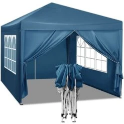 WOLTU Gazebo Da Giardino Tendone Tenda Per Festa Party Con Parti Laterali 3x3 M Blu