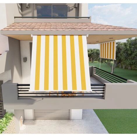 Tenda Da Sole A Caduta Con Bracci 200cm Telo Impermeabile Giallo E Bianco Golisa 2 Tenda Da Sole A Caduta Con Bracci 200cm Telo Impermeabile Giallo E Bianco Golisa - immagine 2