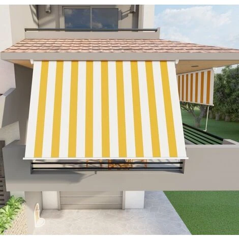 Tenda Da Sole A Caduta Con Bracci 250cm Telo Impermeabile Giallo E Bianco Golisa 1 Tenda Da Sole A Caduta Con Bracci 250cm Telo Impermeabile Giallo E Bianco Golisa