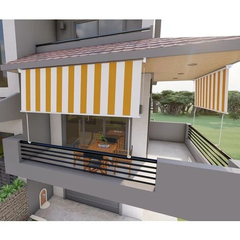 Tenda Da Sole A Caduta Con Bracci 250cm Telo Impermeabile Giallo E Bianco Golisa 5 Tenda Da Sole A Caduta Con Bracci 250cm Telo Impermeabile Giallo E Bianco Golisa - immagine 5