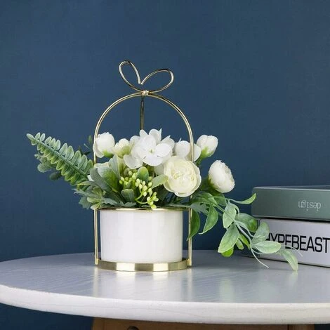 Fiori Artificiali Con Vaso Piante Artificiali Fiori Bonsai In Vaso Di Ceramica Fiori Di Plastica Piante Artificiali Per La Decorazione Domestica (Bianco) 1 Fiori Artificiali Con Vaso Piante Artificiali Fiori Bonsai In Vaso Di Ceramica Fiori Di Plastica Piante Artificiali Per La Decorazione Domestica (Bianco)