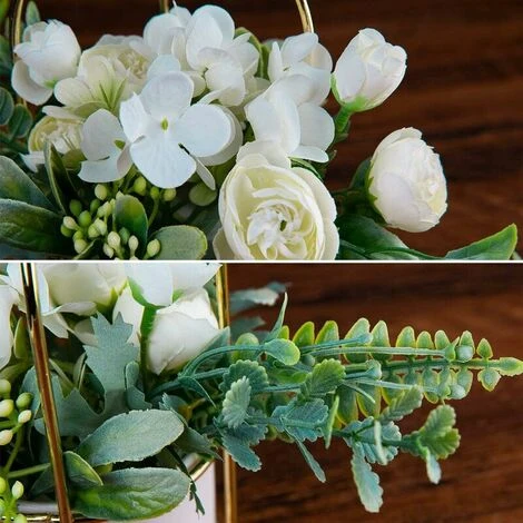 Fiori Artificiali Con Vaso Piante Artificiali Fiori Bonsai In Vaso Di Ceramica Fiori Di Plastica Piante Artificiali Per La Decorazione Domestica (Bianco) 5 Fiori Artificiali Con Vaso Piante Artificiali Fiori Bonsai In Vaso Di Ceramica Fiori Di Plastica Piante Artificiali Per La Decorazione Domestica (Bianco) - immagine 5