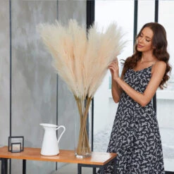 Erba Della Pampas Artificiale Decorative, 3 Set 110cm Erba Di Pampa Finta Grandi Alte Essiccata Fiori Boho Beige Piume, Naturale Secchi Per Decorazioni Natale Casa Nozze Interno -Vendite VIDAXL 87105749 5