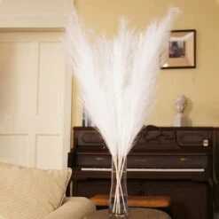 3 Set Erba Della Pampas Artificiale Decorative: 110cm Erba Di Pampa Finta Grandi Alte Essiccata Fiori Boho Bianco Piume Naturale Secchi Per Decorazioni Natale Casa Nozze Interno