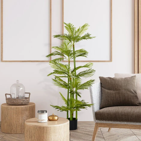 HOMCOM Pianta Artificiale Di Palma Da 140 Cm Con Vaso, Per Interni Ed Esterni, Verde 2 HOMCOM Pianta Artificiale Di Palma Da 140 Cm Con Vaso, Per Interni Ed Esterni, Verde - immagine 2