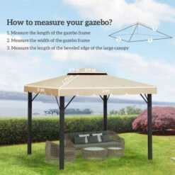 Outsunny Tettuccio Di Ricambio Per Gazebo Da Giardino Con Tetto A 2 Livelli, Copertura In Poliestere Per Gazebo Da 3x3m, Beige -Vendite VIDAXL 87893289 3