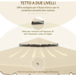 Outsunny Tettuccio Di Ricambio Per Gazebo Da Giardino Con Tetto A 2 Livelli, Copertura In Poliestere Per Gazebo Da 3x3m, Beige -Vendite VIDAXL 87893289 5