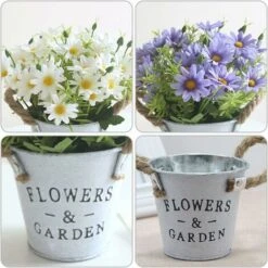 HIASDFLS Fiori Artificiali Con Vaso, Pianta Artificiale Da Interno Con Vaso, 1 Pezzo Di Piante Finte Con Vaso In Metallo, Fiore In Plastica, Con Secchio In Metallo Vintage (viola) -Vendite VIDAXL 88134764 3