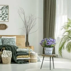 HIASDFLS Fiori Artificiali Con Vaso, Pianta Artificiale Da Interno Con Vaso, 1 Pezzo Di Piante Finte Con Vaso In Metallo, Fiore In Plastica, Con Secchio In Metallo Vintage (viola) -Vendite VIDAXL 88134764 5