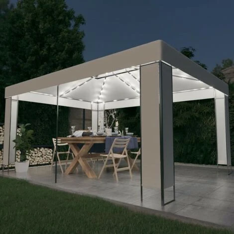 VIDAXL Gazebo Con Stringa Di Luci Led Bianco 3x4 M 1 VIDAXL Gazebo Con Stringa Di Luci Led Bianco 3x4 M