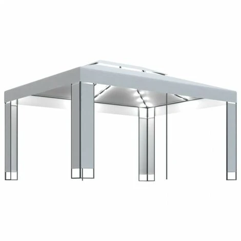 VIDAXL Gazebo Con Stringa Di Luci Led Bianco 3x4 M 2 VIDAXL Gazebo Con Stringa Di Luci Led Bianco 3x4 M - immagine 2