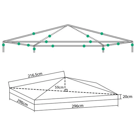 Top Di Ricambio Per Gazebo - Poliestere Beige - FERLIVING 3x3 MT 4 Top Di Ricambio Per Gazebo - Poliestere Beige - FERLIVING 3x3 MT - immagine 4