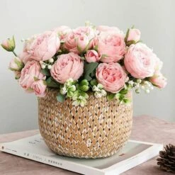 2 Pezzi Rosa Peonia Finta Fiori Di Seta Bouquet Centrotavola Di Fiori Peonia Composizione Floreale Per Matrimonio Fiori Artificiali Per La Decorazione Festa In Ufficio Decorazione Della Casa (arrosto)