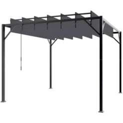 Gazebo Pergola Bioclimatica Da Esterno Louver In Acciaio Grigio, 3x3 M