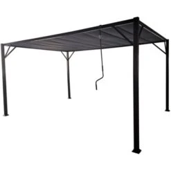 Gazebo Pergola Bioclimatica Da Esterno Louver In Acciaio Grigio, 3x3 M -Vendite VIDAXL 95826277 3