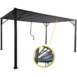 Gazebo Pergola Bioclimatica Da Esterno Louver In Acciaio Grigio, 3x3 M -Vendite VIDAXL 95826277 4