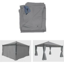 Nova Set 4 Pareti Laterali Per Pergola 4x4m In Poliestere Vari Colori Colore : Grigio Chiaro -Vendite VIDAXL 95907215 2