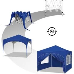 WOLTU Gazebo Pieghevole Da Giardino. Gazebo Impermeabile Pop Up Da 3x3m Con Pannelli Laterali. Tendone Da Esterno. Altezza Regolabile. Protezione UV. Con Custodia.Blu -Vendite VIDAXL 95935164 5