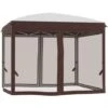 Outsunny Gazebo Da Giardino Con Zanzariera E Borsa Da Trasporto Con Ruote, 300x300x270 Cm, Color Crema