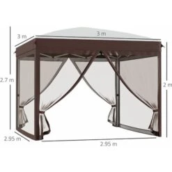 Outsunny Gazebo Da Giardino Con Zanzariera E Borsa Da Trasporto Con Ruote, 300x300x270 Cm, Color Crema 7 Outsunny Gazebo Da Giardino Con Zanzariera E Borsa Da Trasporto Con Ruote, 300x300x270 Cm, Color Crema -Vendite VIDAXL 96085065 3