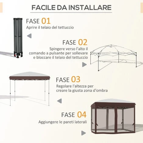 Outsunny Gazebo Da Giardino Con Zanzariera E Borsa Da Trasporto Con Ruote, 300x300x270 Cm, Color Crema 4 Outsunny Gazebo Da Giardino Con Zanzariera E Borsa Da Trasporto Con Ruote, 300x300x270 Cm, Color Crema - immagine 4