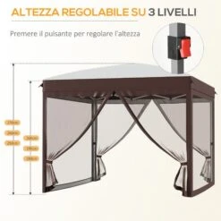 Outsunny Gazebo Da Giardino Con Zanzariera E Borsa Da Trasporto Con Ruote, 300x300x270 Cm, Color Crema 9 Outsunny Gazebo Da Giardino Con Zanzariera E Borsa Da Trasporto Con Ruote, 300x300x270 Cm, Color Crema -Vendite VIDAXL 96085065 5