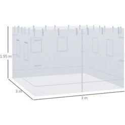 Outsunny Parete Per Gazebo 3x3 In Nylon, Set 3 Pezzi Zanzariera Con 6 Finestre E Porta Con Cerniera, 300Lx195 Cm -Vendite VIDAXL 96085117 3