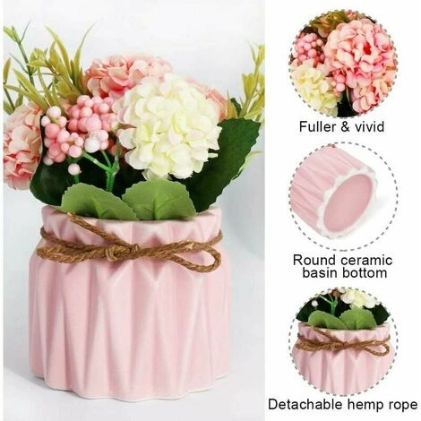 Fiori Di Ortensia Artificiale In Vaso Con Vaso In Ceramica, Varietà Di Palline Di Fiori In Seta Finta Bonsai Per Decorazioni Interne Per Camera Da Letto, Matrimoni, Scrivania, Decorazioni Per Davanzal 3 Fiori Di Ortensia Artificiale In Vaso Con Vaso In Ceramica, Varietà Di Palline Di Fiori In Seta Finta Bonsai Per Decorazioni Interne Per Camera Da Letto, Matrimoni, Scrivania, Decorazioni Per Davanzal - immagine 3