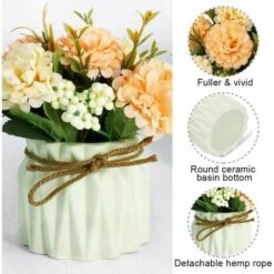 Fiori Di Ortensia Artificiale In Vaso Con Vaso In Ceramica, Varietà Di Palline Di Fiori In Seta Finta Bonsai Per Arredamento Camera Da Letto Interni, Matrimoni, Scrivania, Decorazioni Per Davanzali (V -Vendite VIDAXL 96216624 3