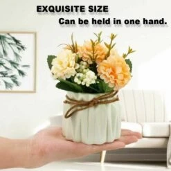 Fiori Di Ortensia Artificiale In Vaso Con Vaso In Ceramica, Varietà Di Palline Di Fiori In Seta Finta Bonsai Per Arredamento Camera Da Letto Interni, Matrimoni, Scrivania, Decorazioni Per Davanzali (V -Vendite VIDAXL 96216624 4