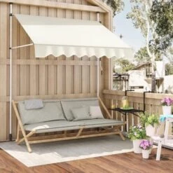 WOLTU Tenda Da Sole Per Esterno. Tenda Parasole Senza Perforazione. Telo Ombreggiante Con Manovella. Altezza Regolabile. Per Balcone. Veranda. Terrazza. 200 Cm. Beige