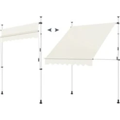 WOLTU Tenda Da Sole Per Esterno. Tenda Parasole Senza Perforazione. Telo Ombreggiante Con Manovella. Altezza Regolabile. Per Balcone. Veranda. Terrazza. 200 Cm. Beige -Vendite VIDAXL 96459469 3