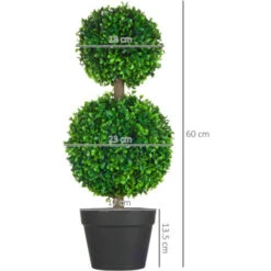 HOMCOM Set Da 2 Piante Di Bosso A 2 Sfere Realistiche Con Vaso Incluso, A Fondo Rinforzato Ed Erba, 60 Cm -Vendite VIDAXL 96925619 3