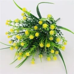 Pezzo Gypsophila Artificiale Fiore Colore Giallo