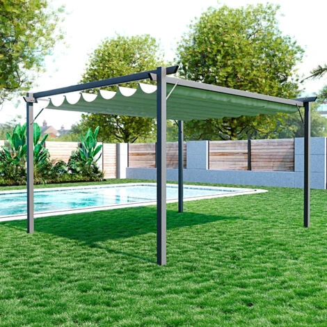 Gazebo Pergola 3 X 3 M Pergolato Con Telo Impermeabile Retrattile Richiudibile Struttura In Acciaio Per Giardino Terrazzo Piscina Esterno Fiere Campeggio Design Elegante Moderno Koloa Colore Beige 3 Gazebo Pergola 3 X 3 M Pergolato Con Telo Impermeabile Retrattile Richiudibile Struttura In Acciaio Per Giardino Terrazzo Piscina Esterno Fiere Campeggio Design Elegante Moderno Koloa Colore Beige - immagine 3