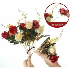 Fiori Di Seta Fiori Finti Rosa Di Seta Bouquet Di Fiori Artificiali Decorativi Per Centrotavola Per Matrimonio All'aperto Al Coperto (Rosso) -Vendite VIDAXL 97887205 3