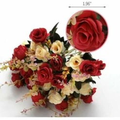 Fiori Di Seta Fiori Finti Rosa Di Seta Bouquet Di Fiori Artificiali Decorativi Per Centrotavola Per Matrimonio All'aperto Al Coperto (Rosso) -Vendite VIDAXL 97887205 5
