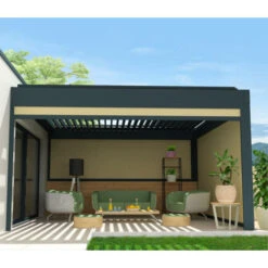 Cassonetto A Scorrimento Per Pergola SPINELLE 3,50x2,50 M (Motorisé à Télécommande - Gris Anthracite - Gris Graphite) -Vendite VIDAXL 98065794 3