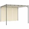 Gazebo Da Giardino Con Tenda Laterale 3x3x2,25m Crema