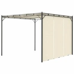 Gazebo Da Giardino Con Tenda Laterale 3x3x2,25m Crema -Vendite VIDAXL 98403551 4