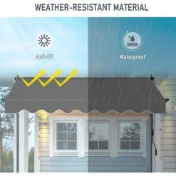 WOLTU Tenda Da Sole Per Esterno. Tenda Parasole Senza Perforazione. Telo Ombreggiante Con Manovella. Altezza Regolabile. Per Balcone. Veranda. Terrazza. 250 Cm. Grigio Carbone -Vendite VIDAXL 98916771 5