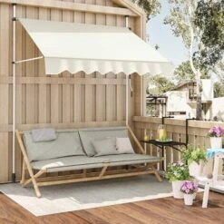 WOLTU Tenda Da Sole Per Esterno. Tenda Parasole Senza Perforazione. Telo Ombreggiante Con Manovella. Altezza Regolabile. Per Balcone. Veranda. Terrazza. 250 Cm. Beige