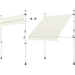 WOLTU Tenda Da Sole Per Esterno. Tenda Parasole Senza Perforazione. Telo Ombreggiante Con Manovella. Altezza Regolabile. Per Balcone. Veranda. Terrazza. 250 Cm. Beige -Vendite VIDAXL 98916772 3